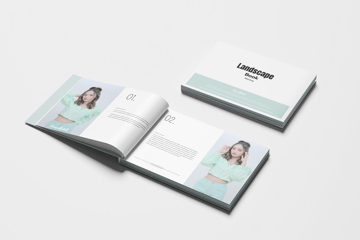 横版书籍画册设计样机模板v2 Landscape Book Mockup V.2 样机素材 sucaiwan.com