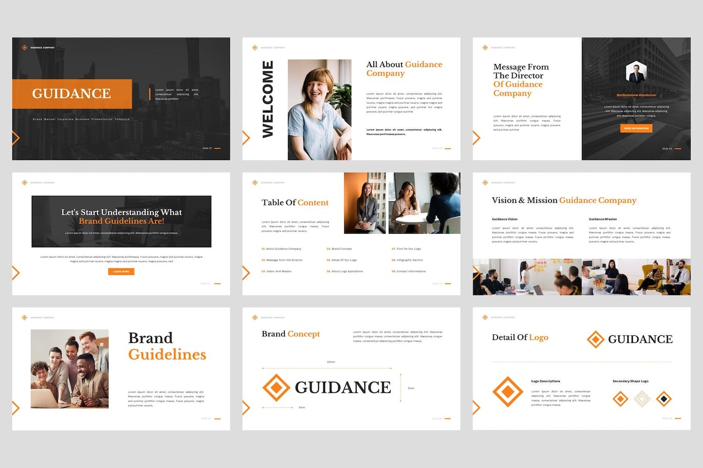 品牌手册企业业务Powerpoint模板 Guidance – Brand Manual Powerpoint Template 幻灯图表 第4张-素材湾丨精选海外优质设计素材资源 品牌手册企业业务Powerpoint模板 Guidance – Brand Manual Powerpoint Template 幻灯图表 sucaiwan.com