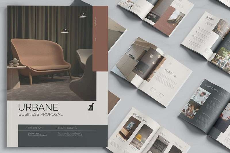 北欧现代家具宣传画册InDesign设计模板 样机素材 sucaiwan.com