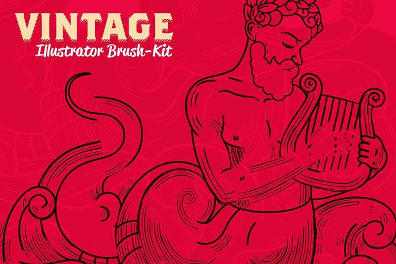 Illustrator复古插画笔刷套装 笔刷资源 sucaiwan.com