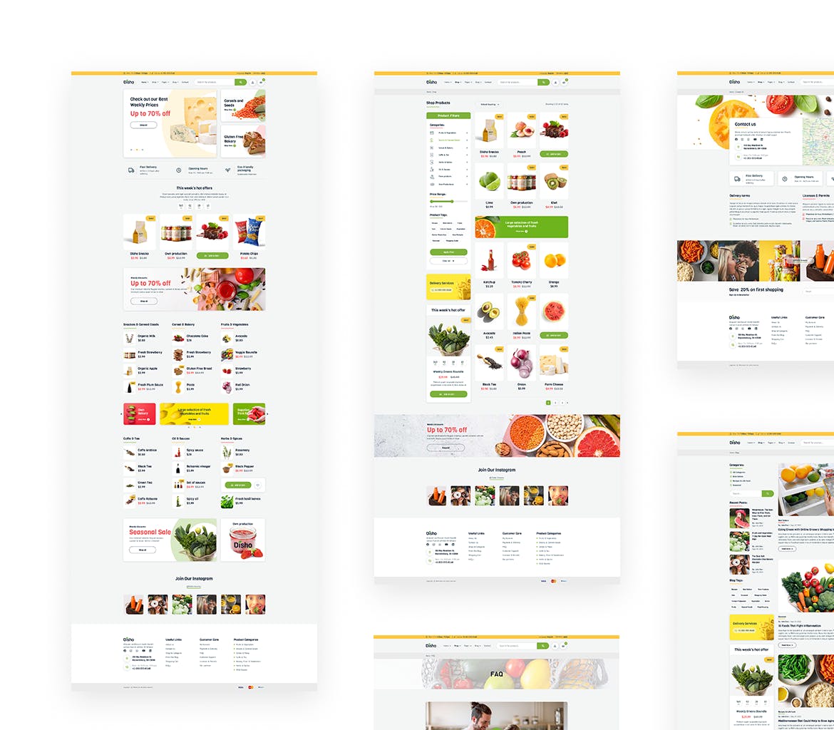 现代杂货店网站模板 Grocery Store Template APP UI sucaiwan.com