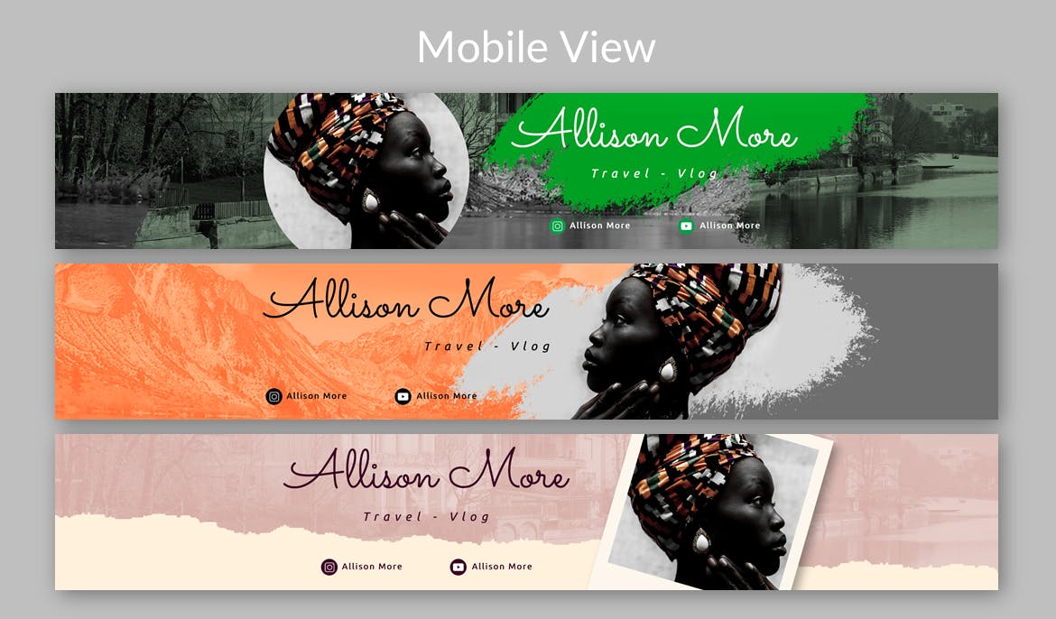 旅行Vlog–Youtube频道艺术Banner模板 Travel Vlog – Youtube Channel Art Header 设计素材 sucaiwan.com