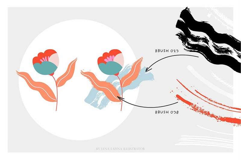 80个干油墨AI矢量笔刷 笔刷资源 sucaiwan.com