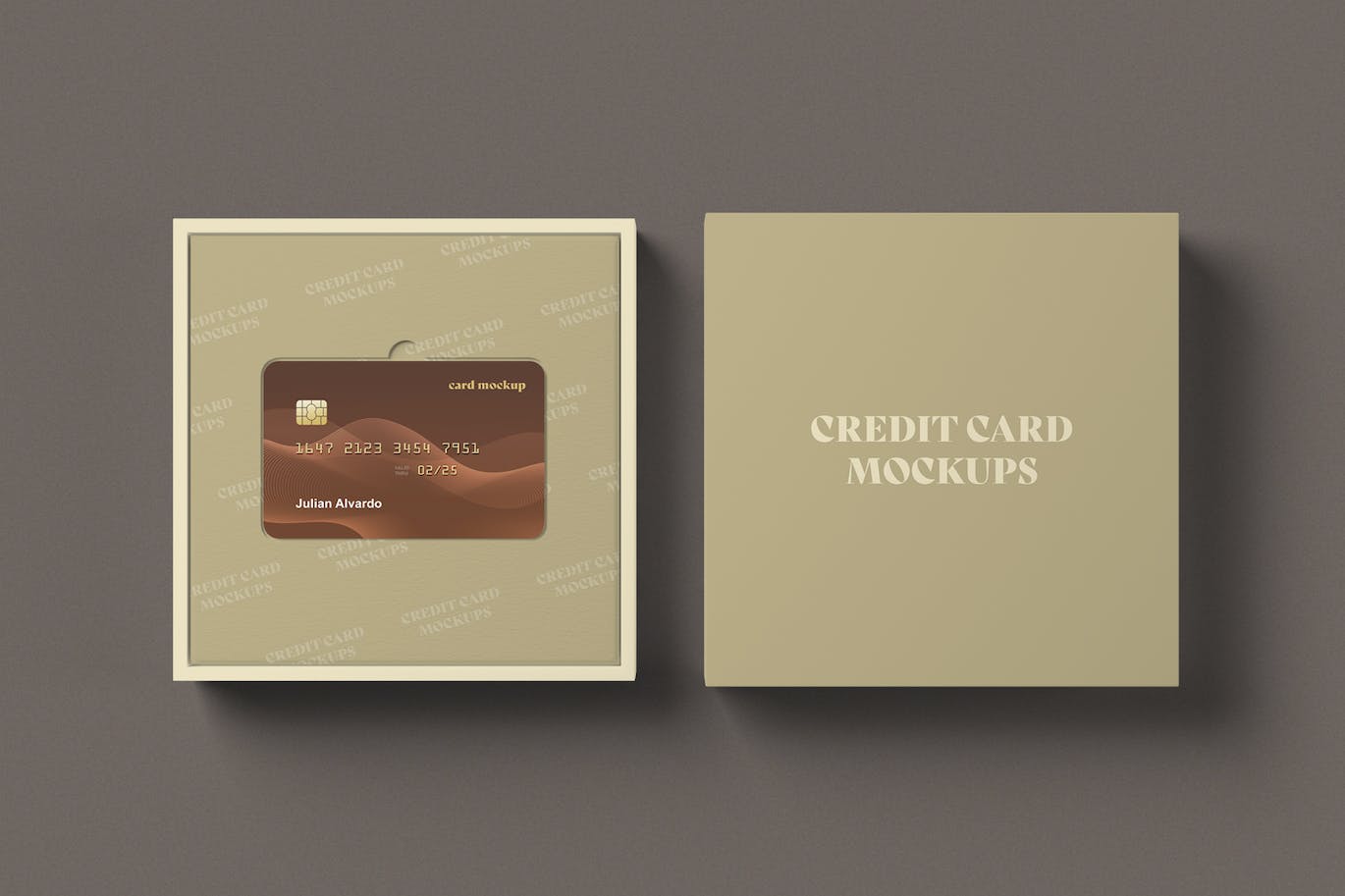 盒子信用卡设计展样机 Credit Card with Box Mockups 样机素材 sucaiwan.com