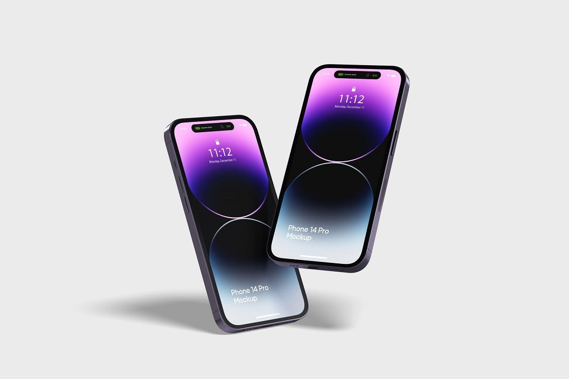 紫色iPhone 14 Pro苹果手机样机 Phone 14 Pro Mockup 样机素材 sucaiwan.com
