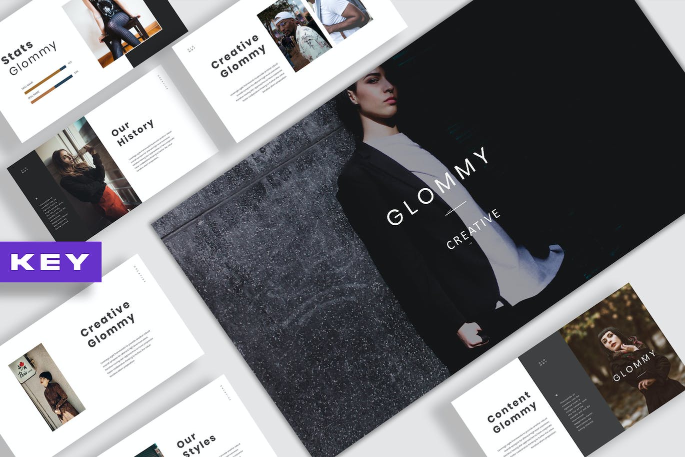 极简服装品牌演示Powerpoint模板 Gloomy Minimal Powerpoint 幻灯图表 sucaiwan.com