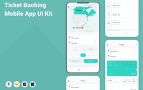订票服务移动应用程序App设计UI模板 Ticket Booking Mobile App UI Kit