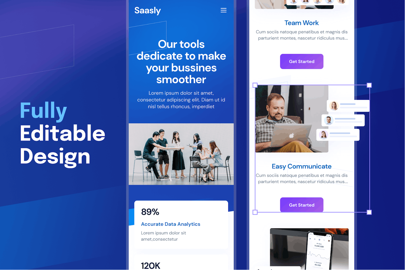 SaaS产品服务移动应用程序UI套件 Saasly – Tech & SaaS Mobile App UI Kit APP UI sucaiwan.com