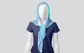 丝绸头巾面料品牌设计样机 Silk Head Scarf Mockups