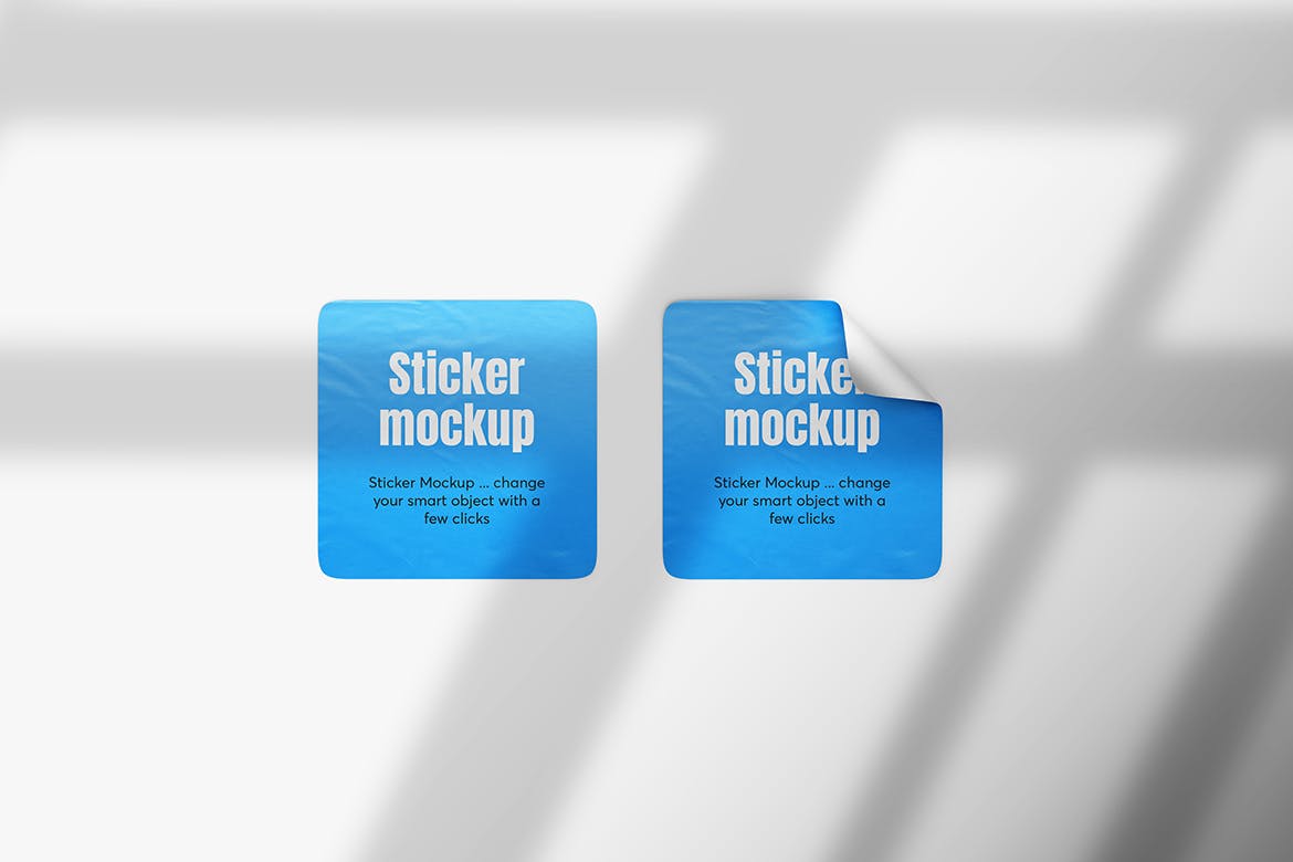 方形胶粘便利贴贴纸设计样机 Square Sticker Mockups 样机素材 sucaiwan.com