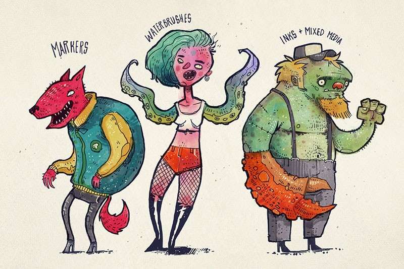 CG油墨、水笔马克笔Procreate笔刷套装 笔刷资源 sucaiwan.com