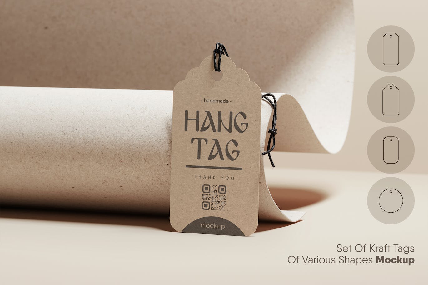 各种形状的牛皮纸价格品牌标签设计样机集 Set Of Kraft Tags Of Various Shapes Mockup 样机素材 sucaiwan.com