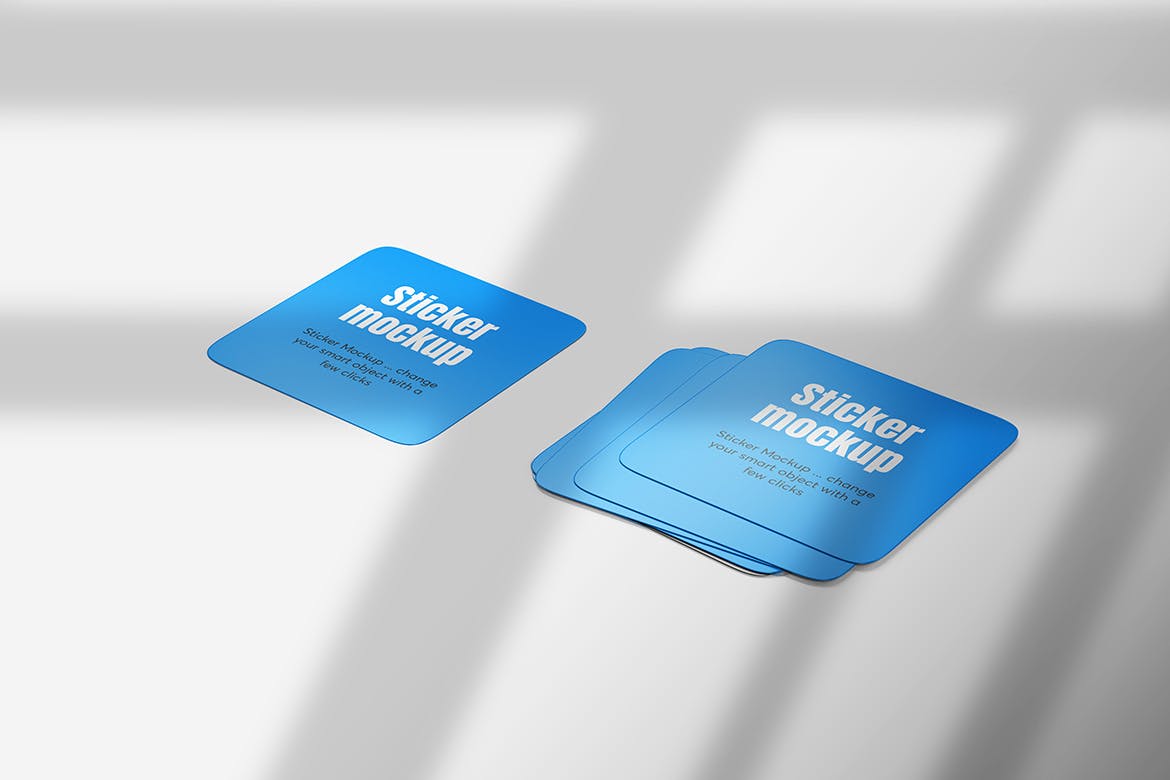 方形胶粘便利贴贴纸设计样机 Square Sticker Mockups 样机素材 sucaiwan.com