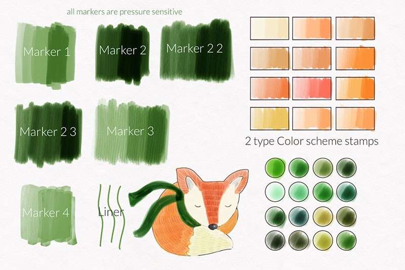 Procreate涂色书马克笔刷 笔刷资源 sucaiwan.com