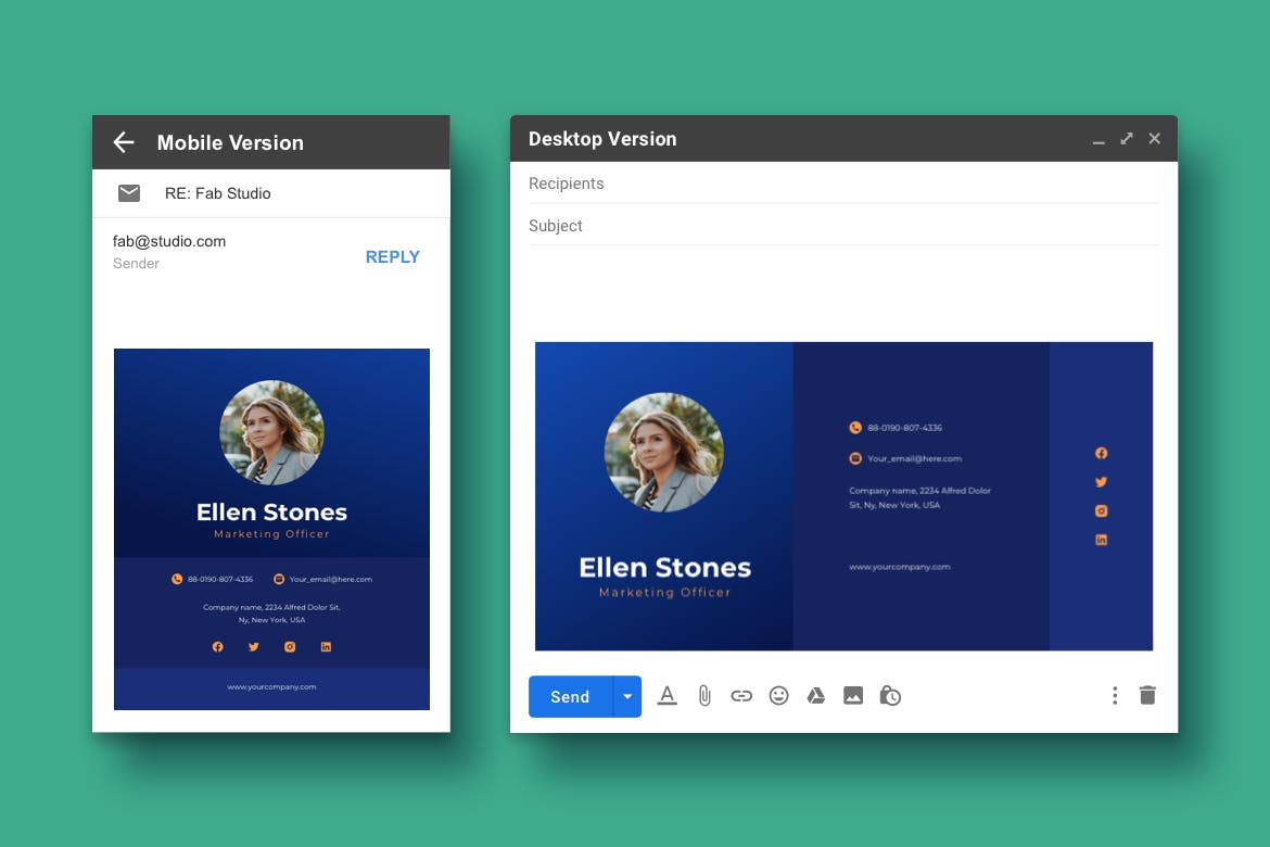 专业通用的电子邮件签名设计模板v4 Email Signature APP UI sucaiwan.com