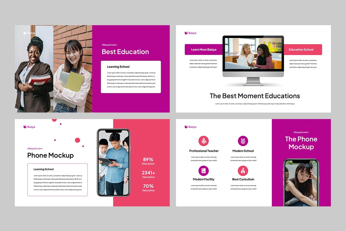 教育方式交流PPT模板下载 BAIZYA – Education Powerpoint 幻灯图表 sucaiwan.com