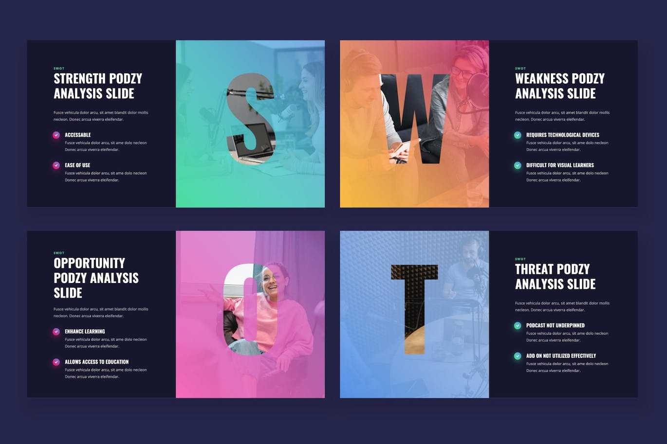 音频播客PPT模板 PODZY – Audio Podcast Powerpoint Template 幻灯图表 sucaiwan.com