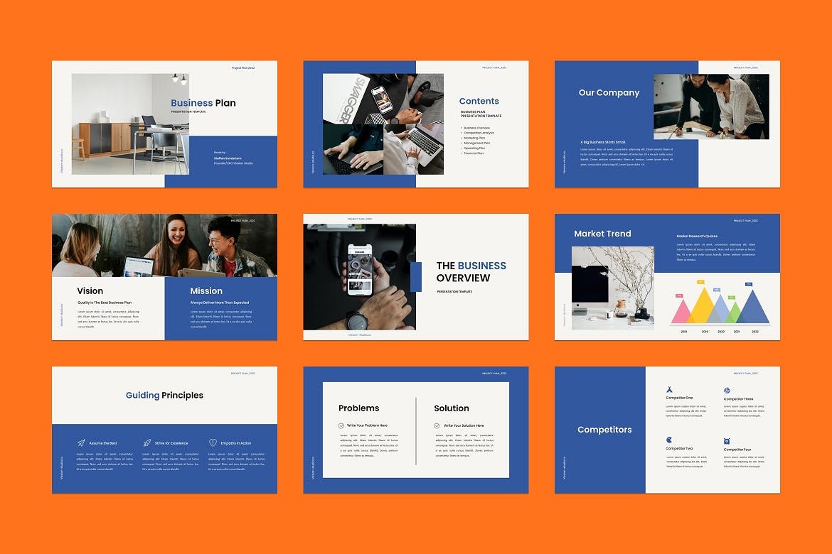 高端商务风企业计划PPT素材 Business Plan PowerPoint Template 幻灯图表 sucaiwan.com