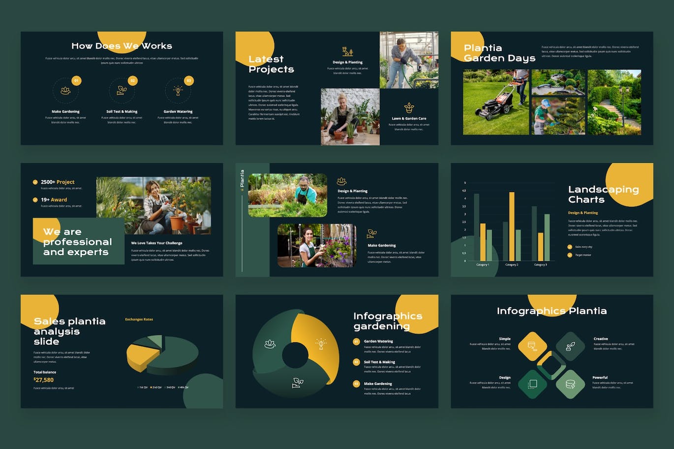 园林绿化和园艺PPT模板下载 Plantia – Landscaping Powerpoint Template 幻灯图表 sucaiwan.com