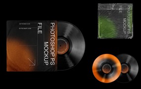 乙烯基唱片包装设计样机集 Vinyl Record Mockup Set