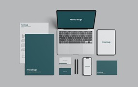 企业办公用具套装品牌VI样机 Stationery Mockup