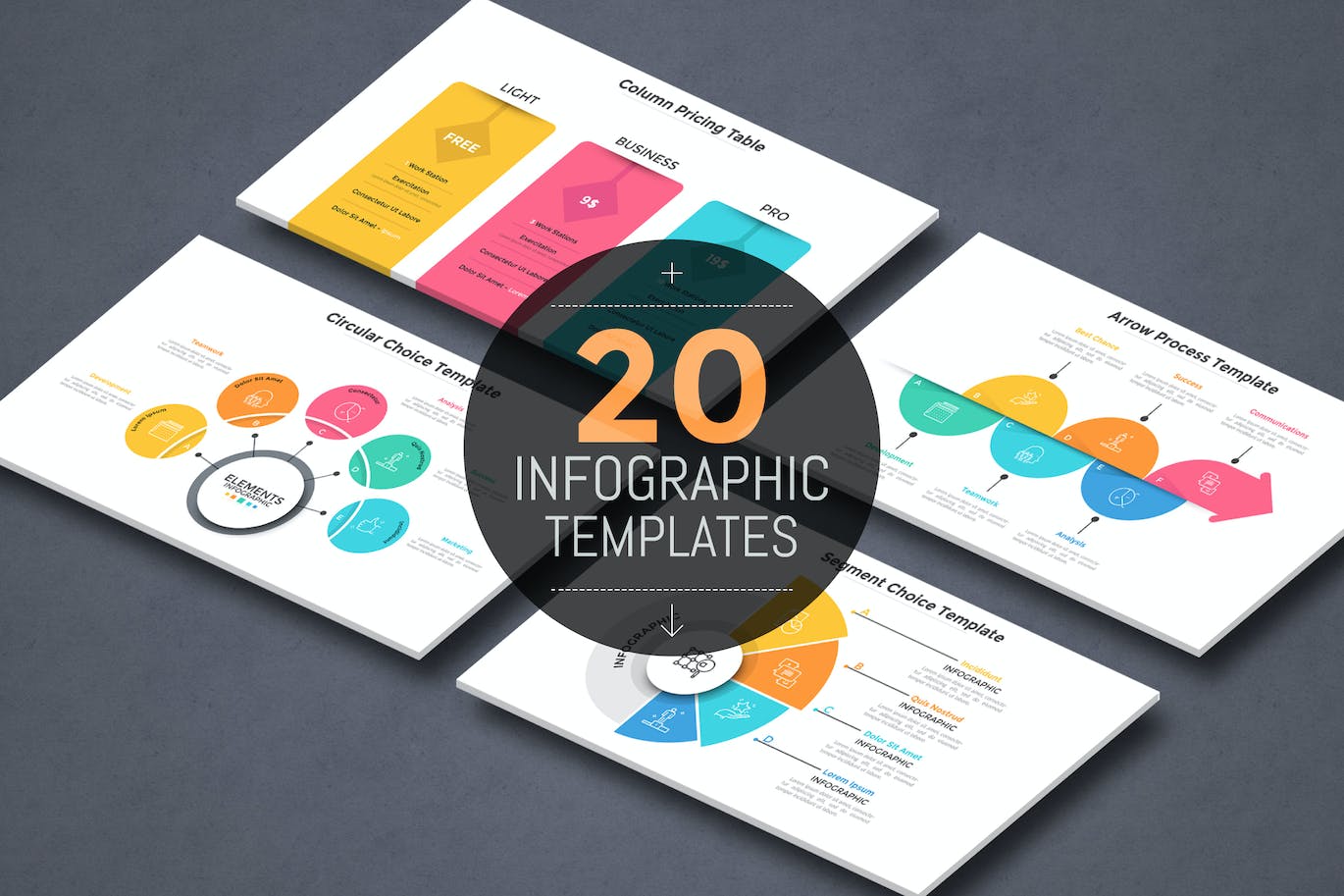 彩纸风格现代信息图表设计模板 20 Infographic Templates v.11 幻灯图表 sucaiwan.com