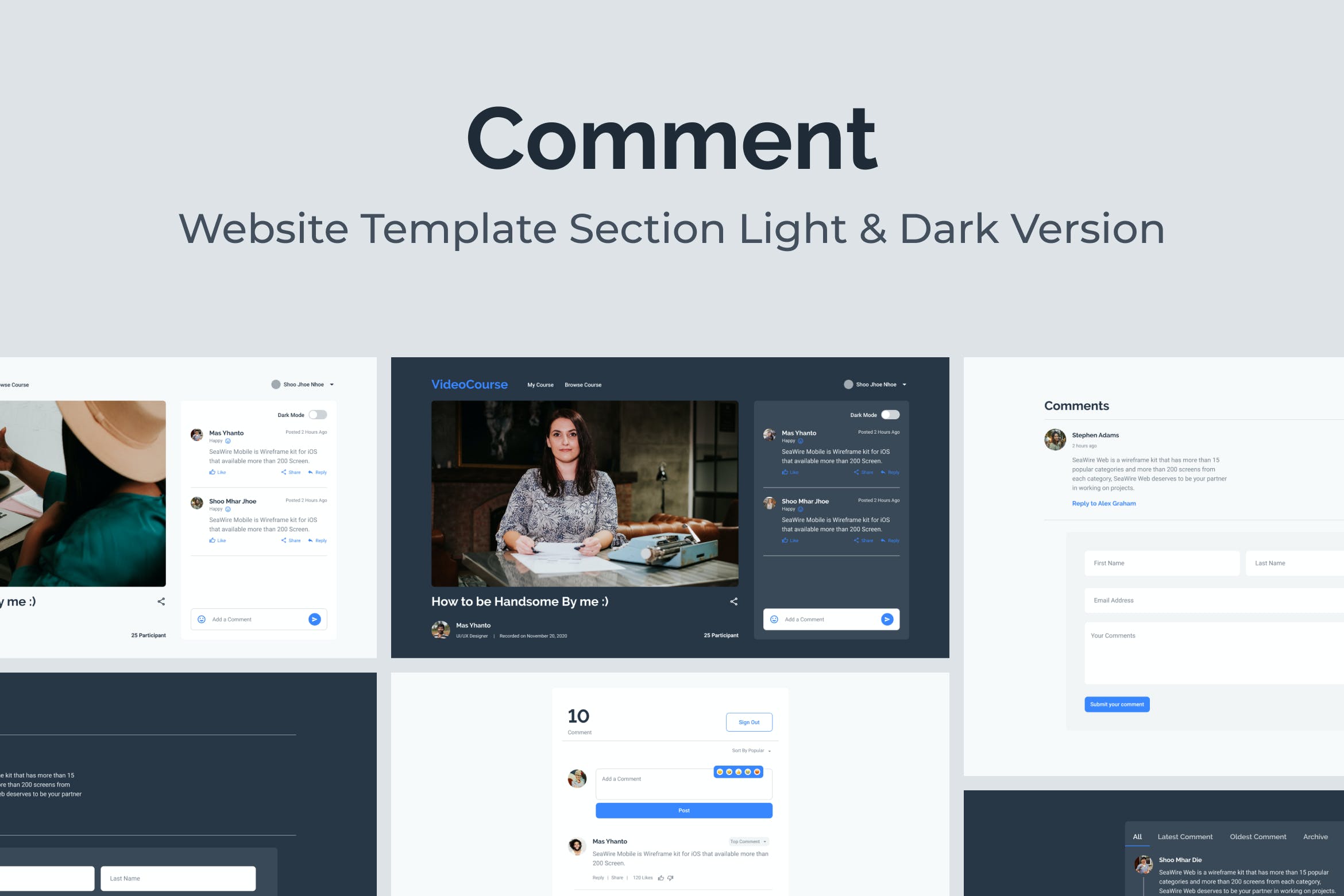 Web网站评论页面设计模板v2 Web Comments Section Template 幻灯图表 sucaiwan.com