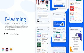 在线电子学习应用App模板UI套件 Telead E-learning Mobile App UI Kit