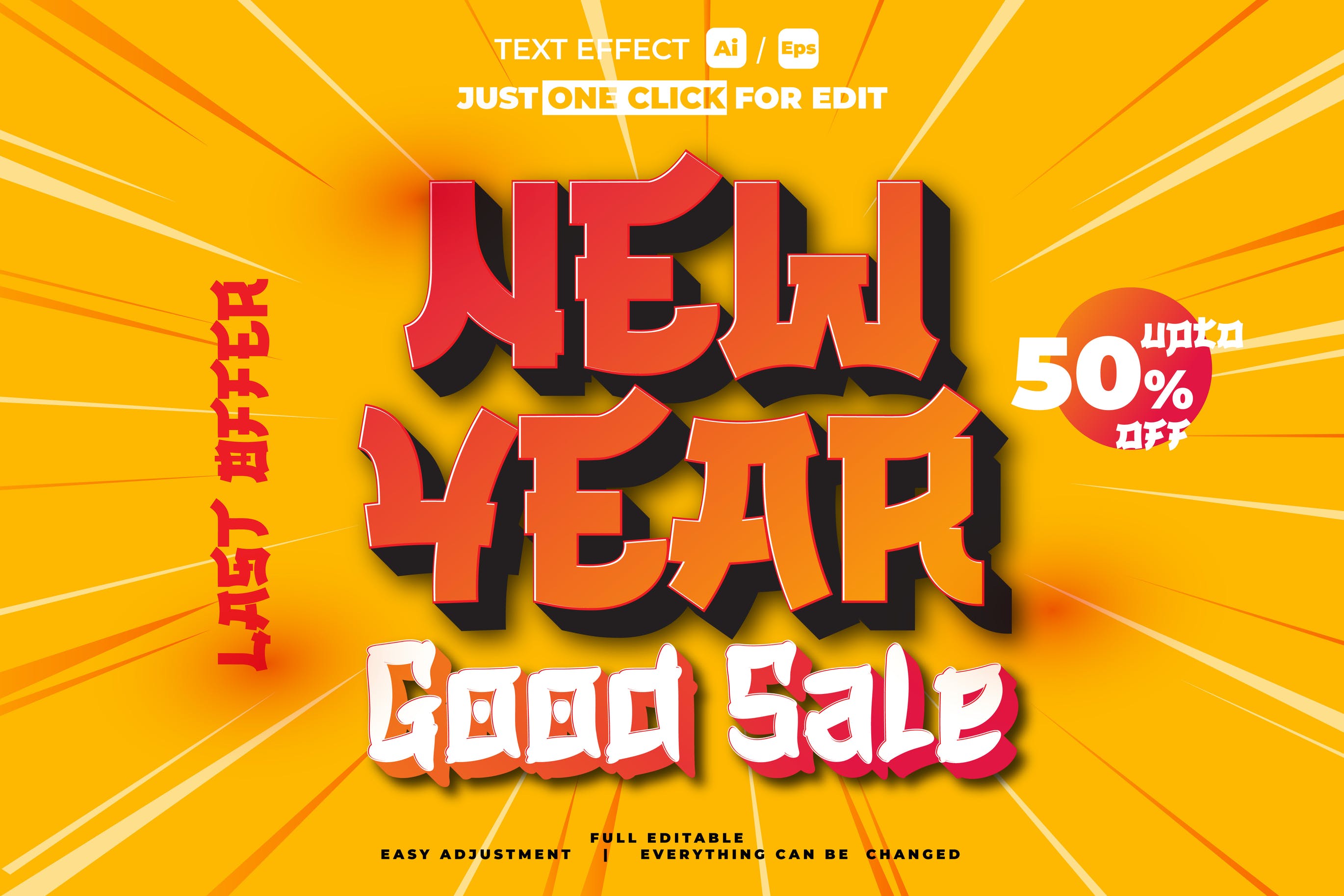 新年销售文本效果矢量素材 Text Effect New Year Sale 设计素材 sucaiwan.com