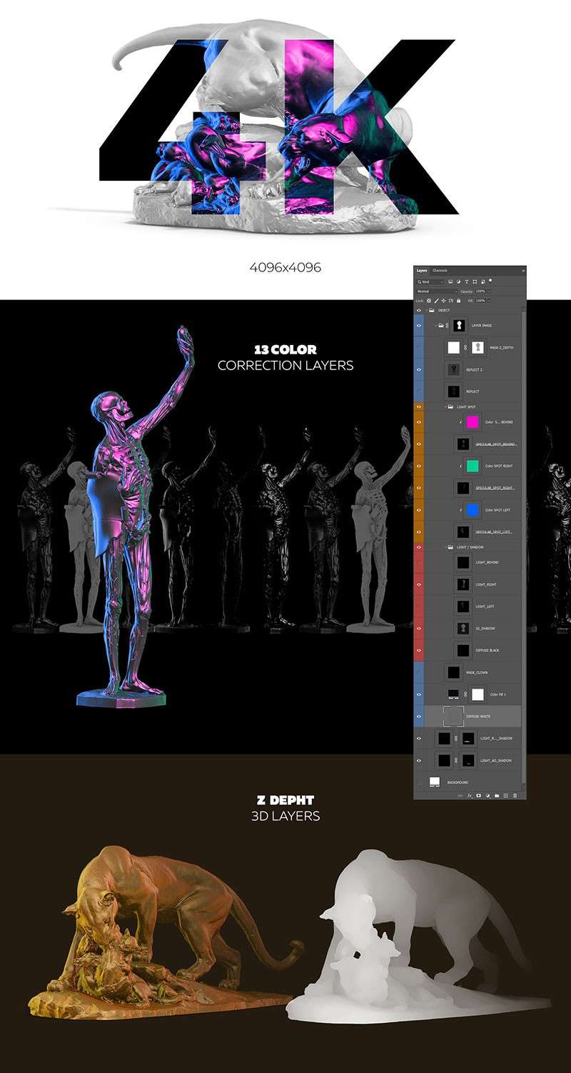 4K高清艺术雕塑模特样机模型，TIF可编辑格式 样机素材 sucaiwan.com