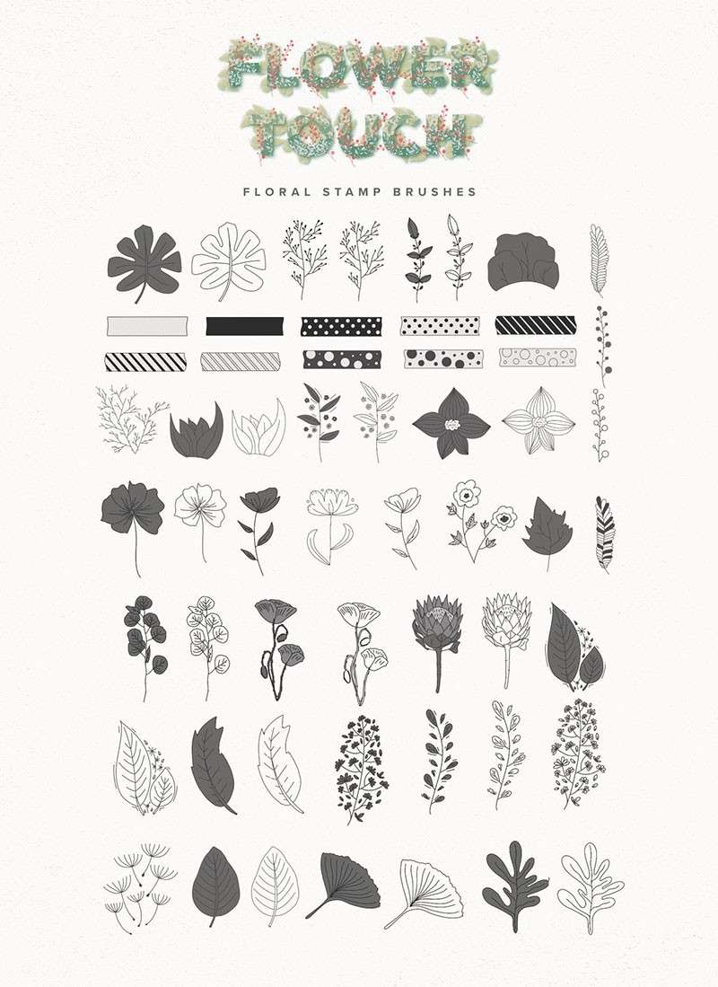 Procreate创意花型笔刷 笔刷资源 sucaiwan.com