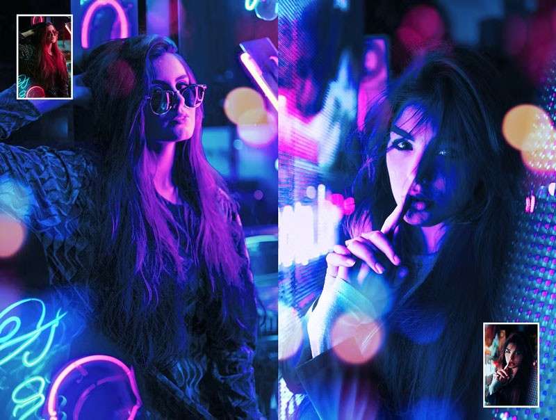 赛博朋克未来感特效PS动作，附视频教程 插件预设 sucaiwan.com