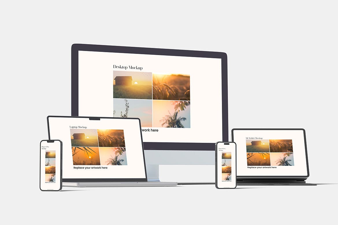 多屏幕响应式设备样机 Multi Device Realistic Mockup 样机素材 sucaiwan.com