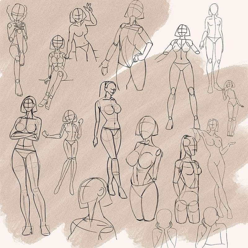 Procreate女性肢体线稿笔刷 笔刷资源 sucaiwan.com