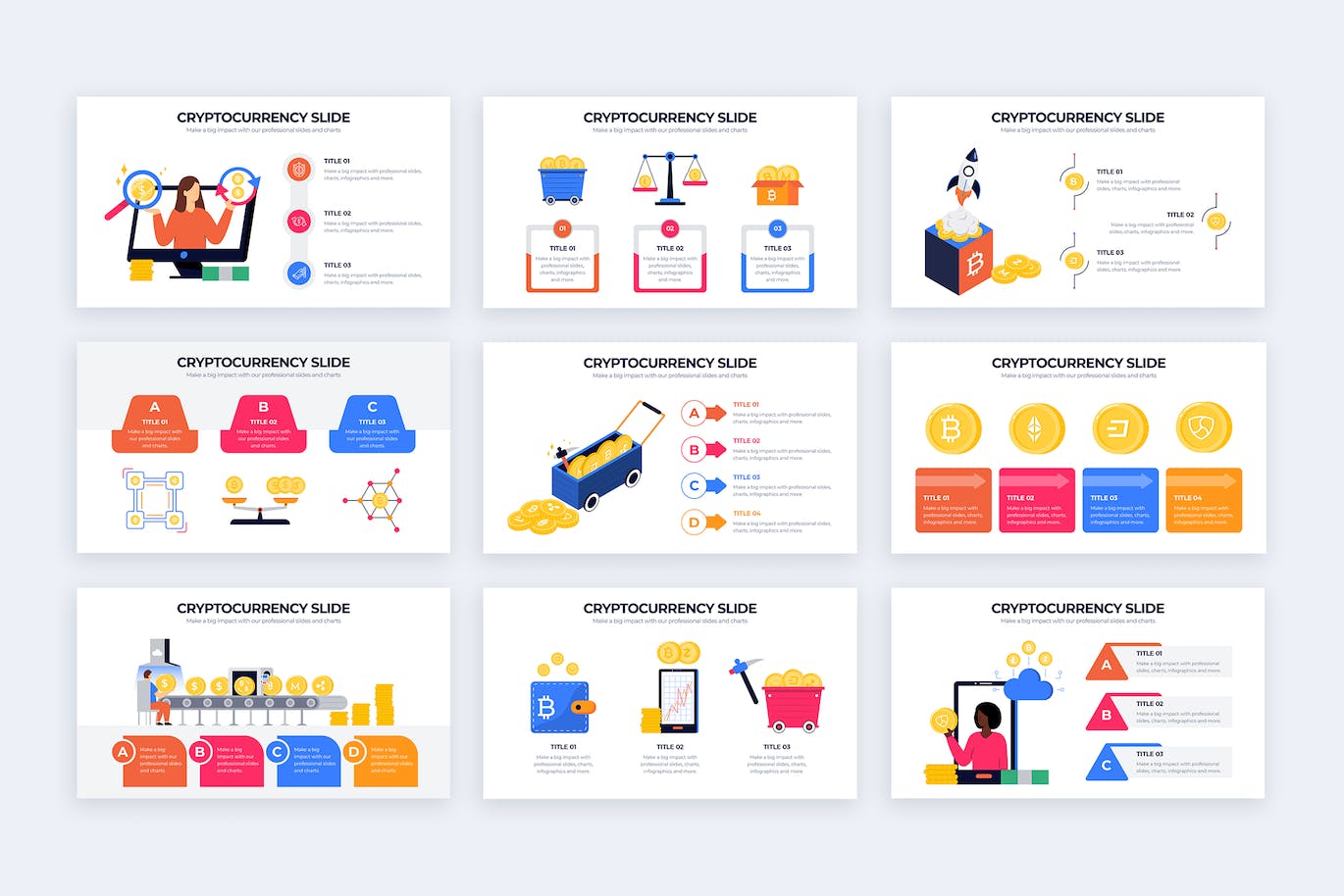 加密货币信息图表矢量模板 Business Cryptocurrency Illustrator Infographics 幻灯图表 sucaiwan.com