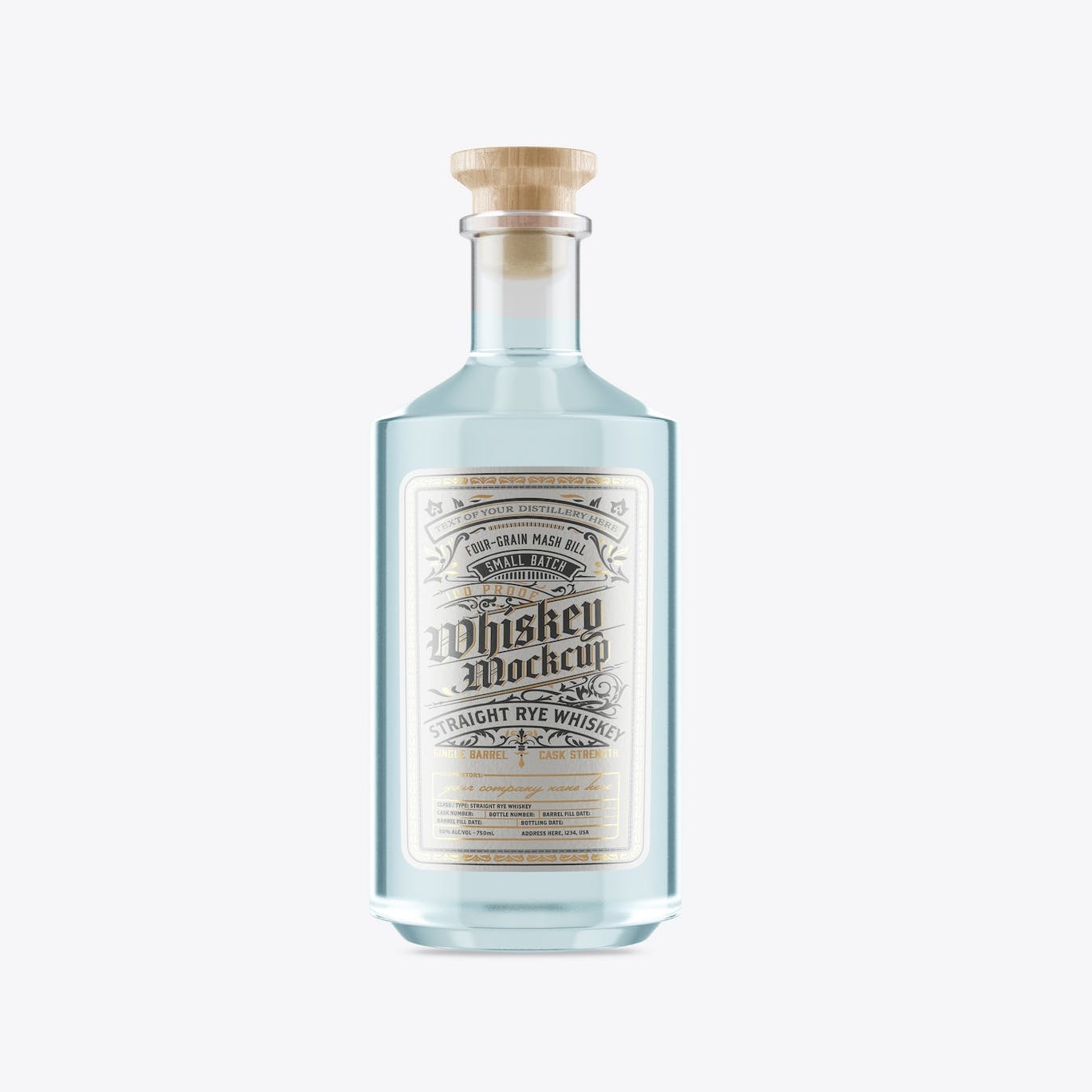 威士忌酒玻璃瓶包装设计样机 Pack Whiskey Liquor Glass Bottle Mockup 样机素材 sucaiwan.com