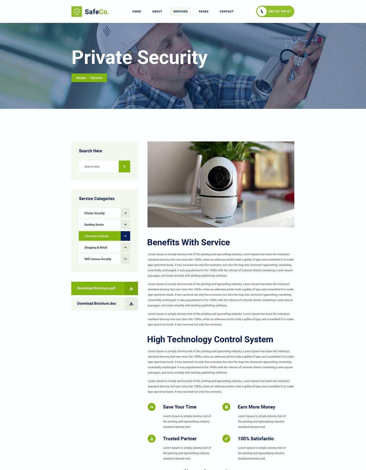 监控安全服务机构网站设计PSD模板 SafeCo – CCTV Security Service Agency PSD Template APP UI sucaiwan.com