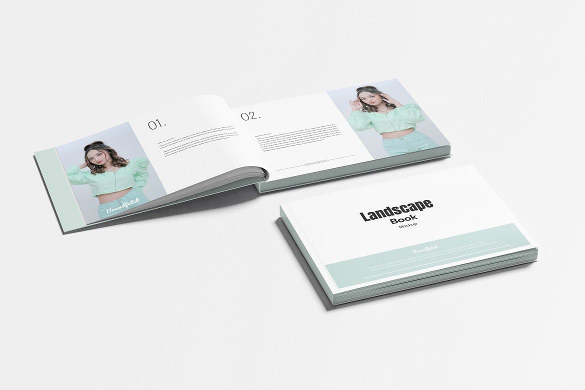 横版书籍画册设计样机模板v2 Landscape Book Mockup V.2 样机素材 sucaiwan.com