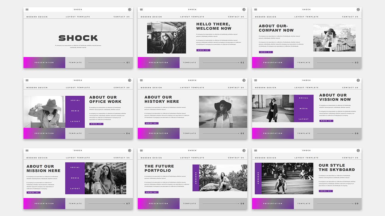 时尚模特摄影幻灯片演示PPT模板 Shock – Business Presentation PowerPoint Template 幻灯图表 第3张-素材湾丨精选海外优质设计素材资源 时尚模特摄影幻灯片演示PPT模板 Shock – Business Presentation PowerPoint Template 幻灯图表 sucaiwan.com