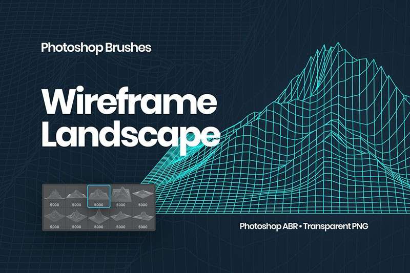 10个山脉网格PS笔刷 笔刷资源 sucaiwan.com