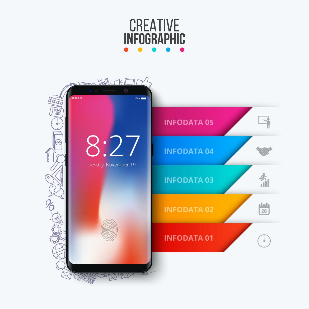 独特的数据概念信息图表集 Unique Infographics Set 幻灯图表 sucaiwan.com