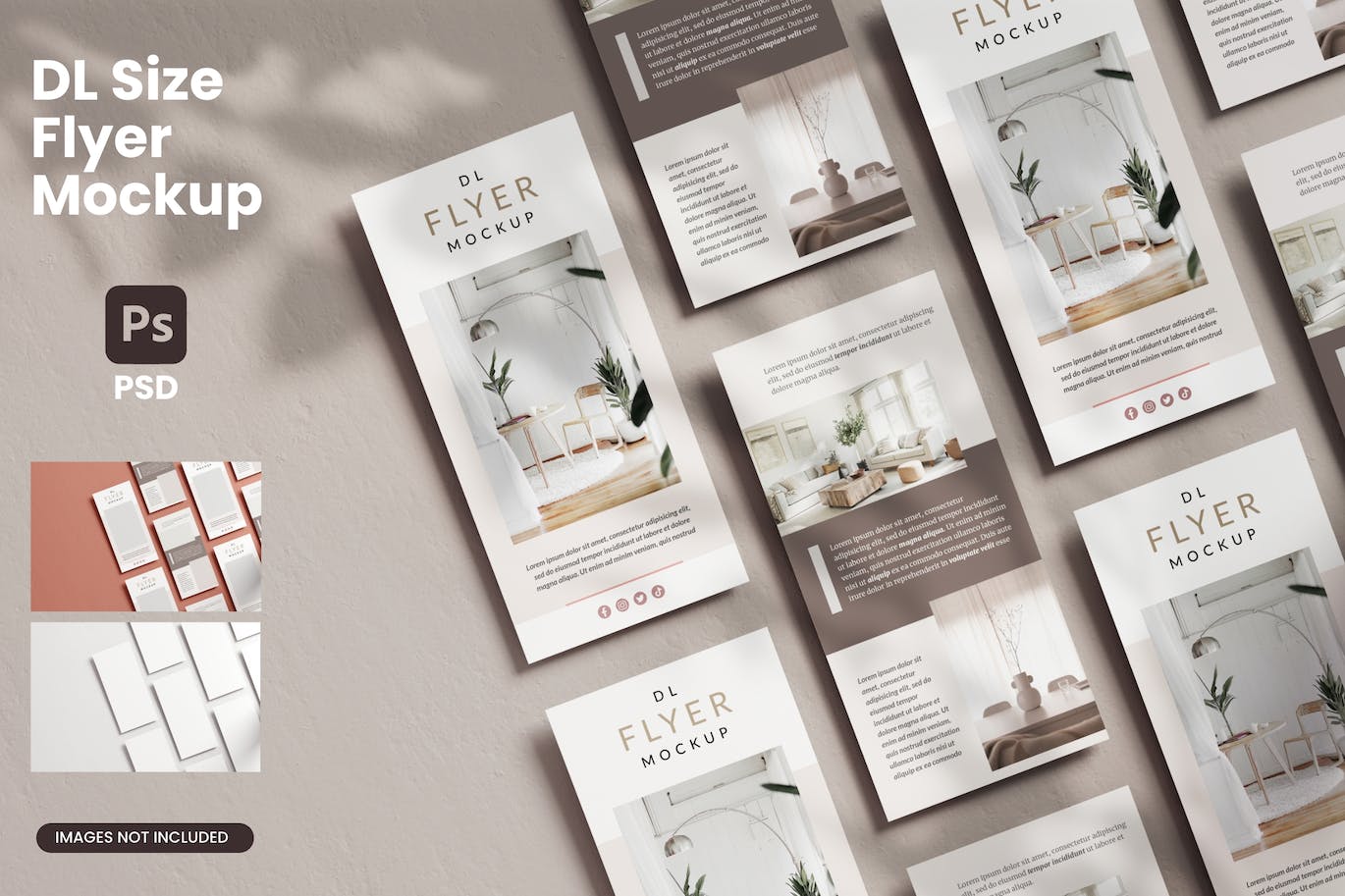 等距DL尺寸宣传单设计样机 Multi Vertical Flyer Mockup 样机素材 sucaiwan.com