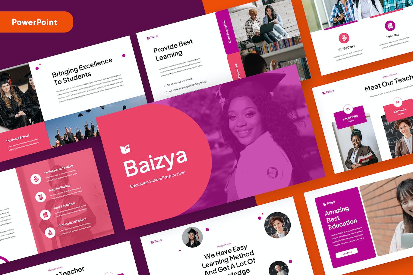 教育方式交流PPT模板下载 BAIZYA – Education Powerpoint 幻灯图表 sucaiwan.com