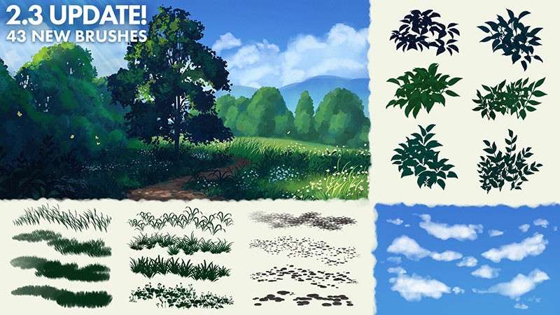 日漫风景植物Photoshop笔刷 笔刷资源 sucaiwan.com