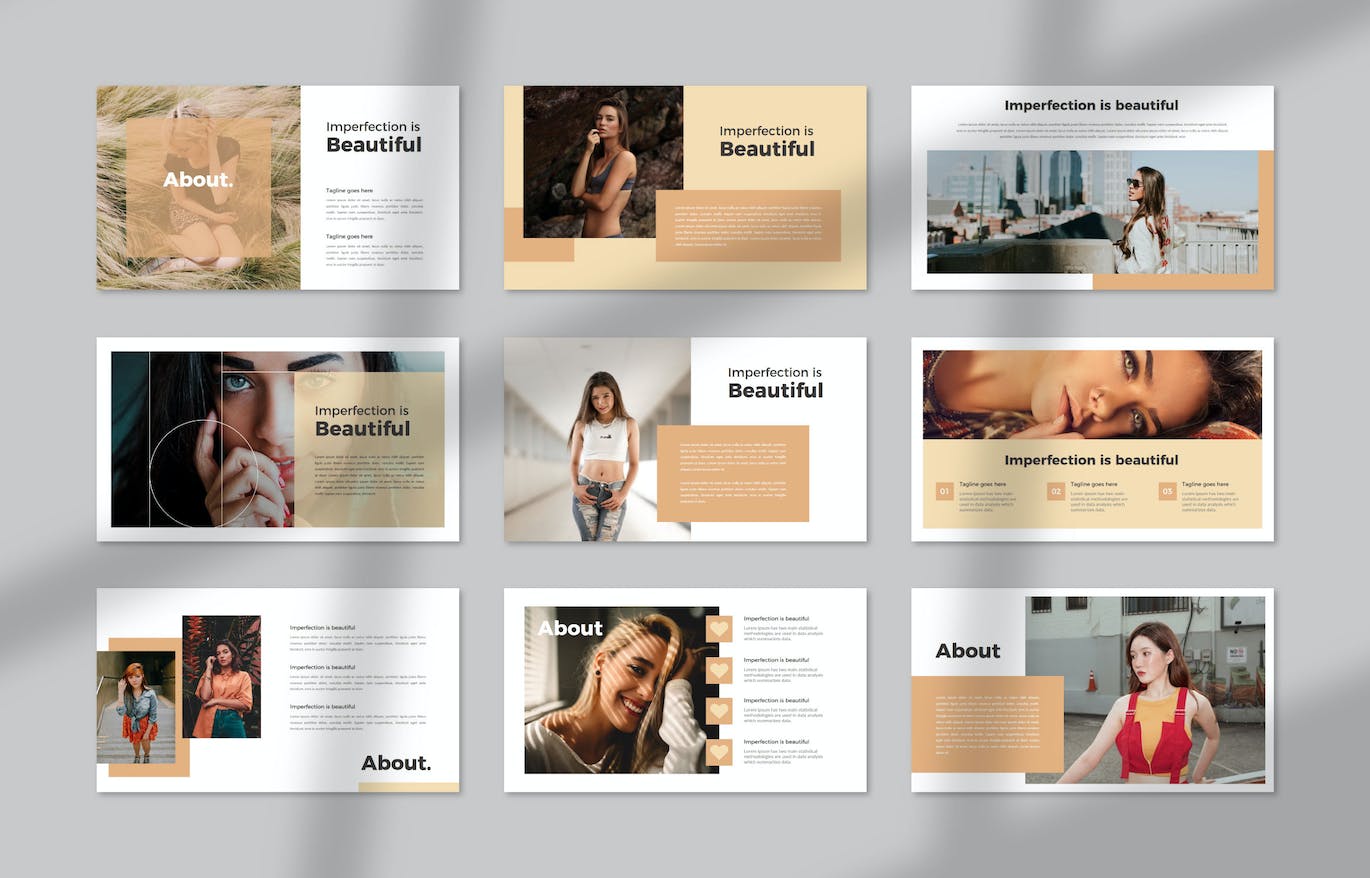 女性时尚演示文稿PPT模板 Mignon Fashion PowerPoint 幻灯图表 sucaiwan.com