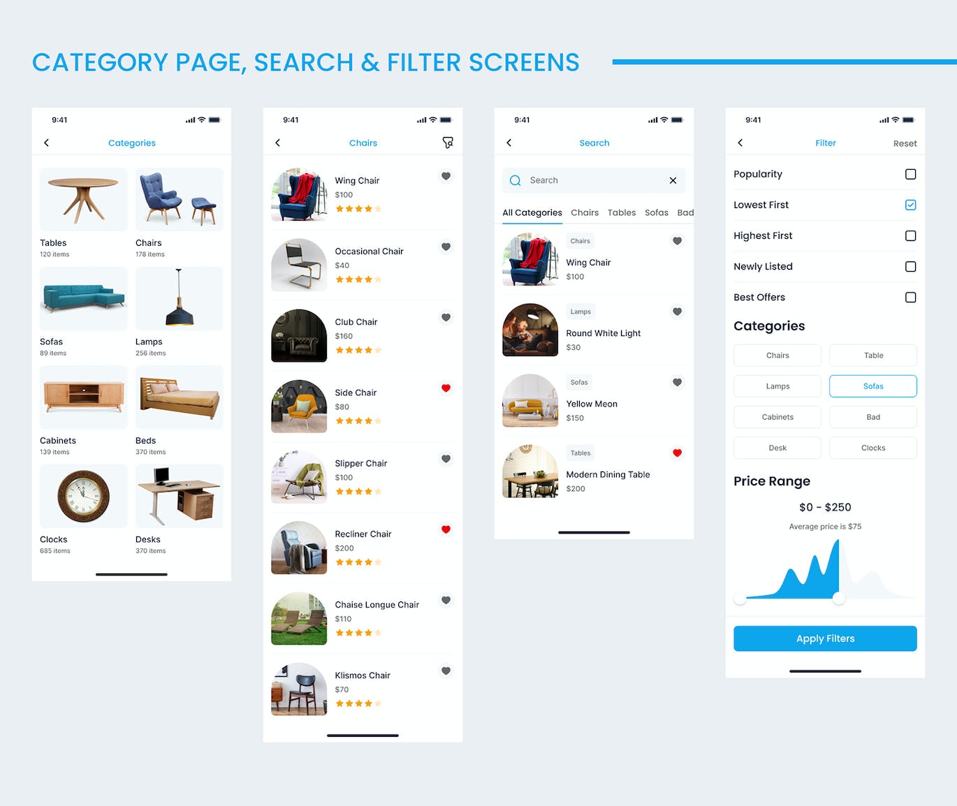 家具和家居装饰电子商务移动应用程序UI设计模板 Furniture & Home Decor eCommerce Mobile App UI APP UI 第8张-素材湾丨精选海外优质设计素材资源 家具和家居装饰电子商务移动应用程序UI设计模板 Furniture & Home Decor eCommerce Mobile App UI APP UI sucaiwan.com