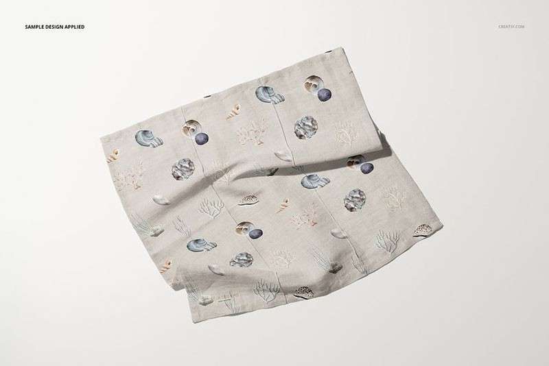 棉质亚麻布餐巾设计样机PSD 样机素材 sucaiwan.com