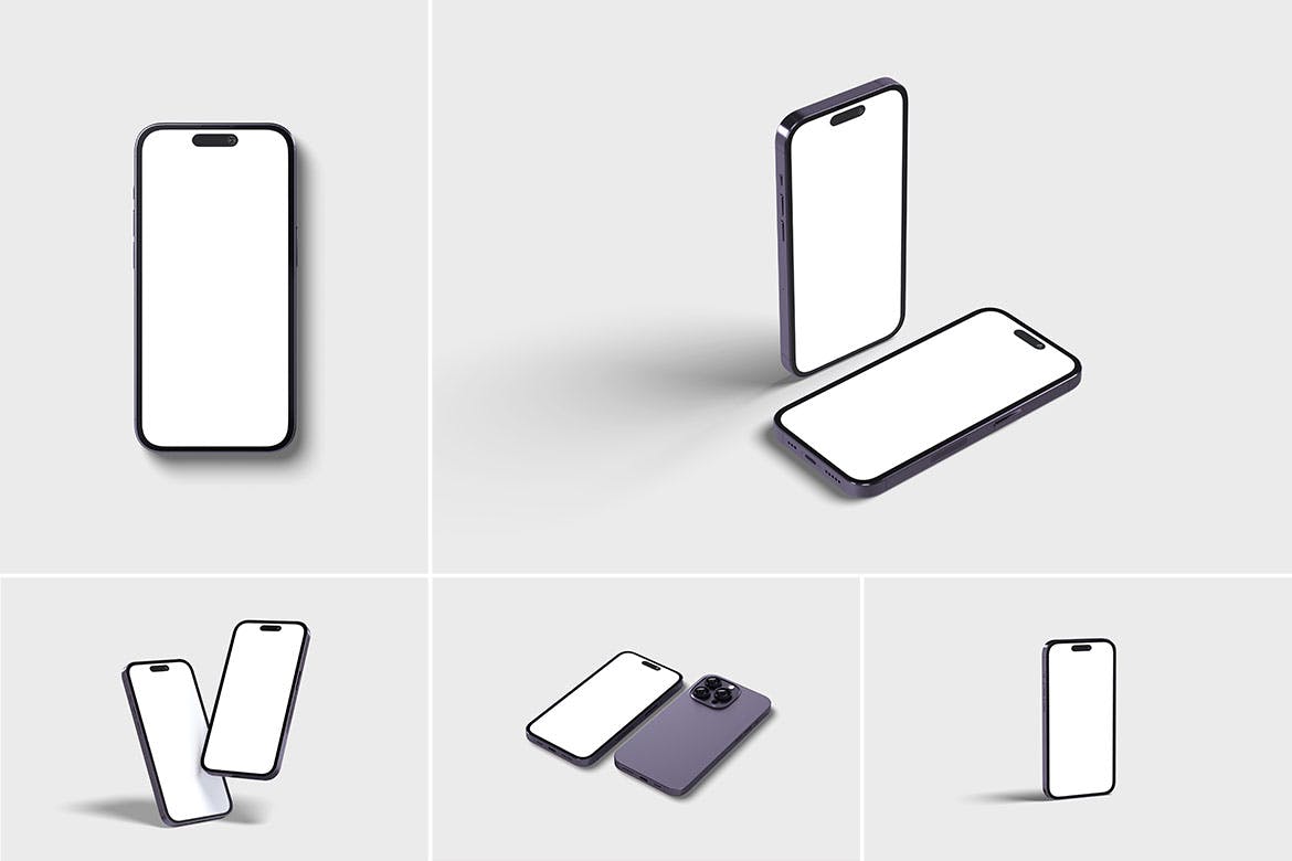 紫色iPhone 14 Pro苹果手机样机 Phone 14 Pro Mockup 样机素材 sucaiwan.com