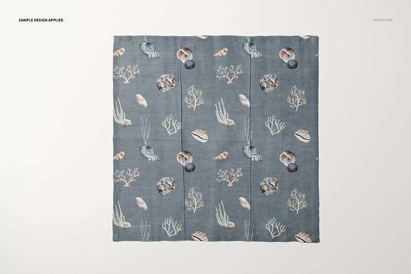 棉质亚麻布餐巾设计样机PSD 样机素材 sucaiwan.com