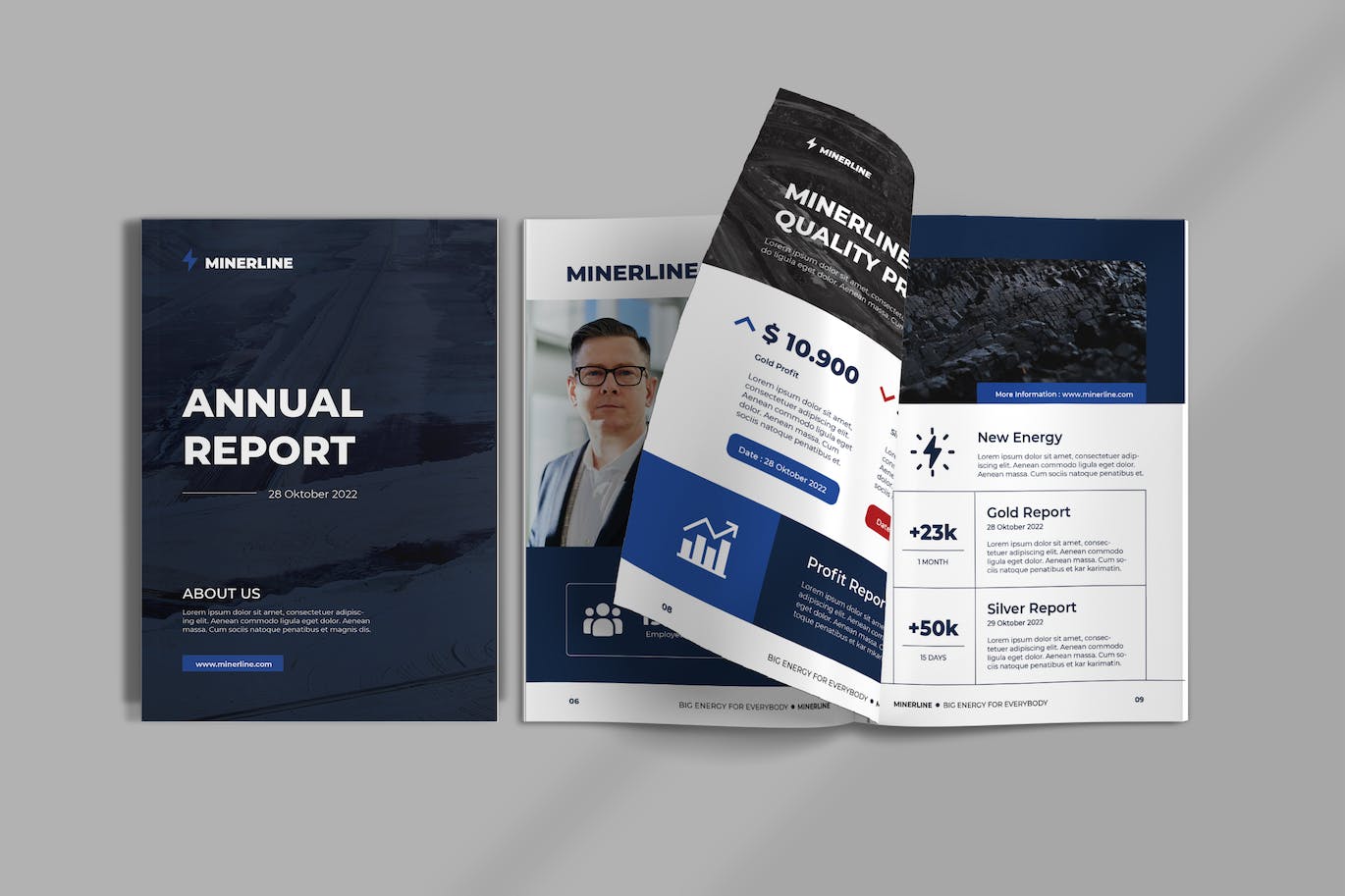 年度报告杂志设计模板 MINE – ANNUAL REPORT 幻灯图表 sucaiwan.com